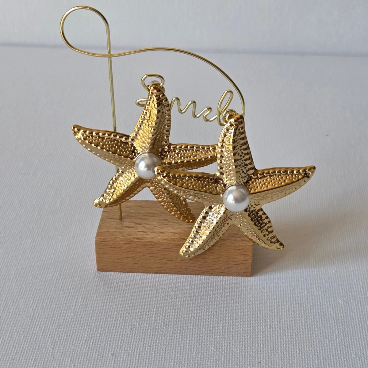 Boucles d’oreilles étoile de mer dorée acier inoxydable avec perle