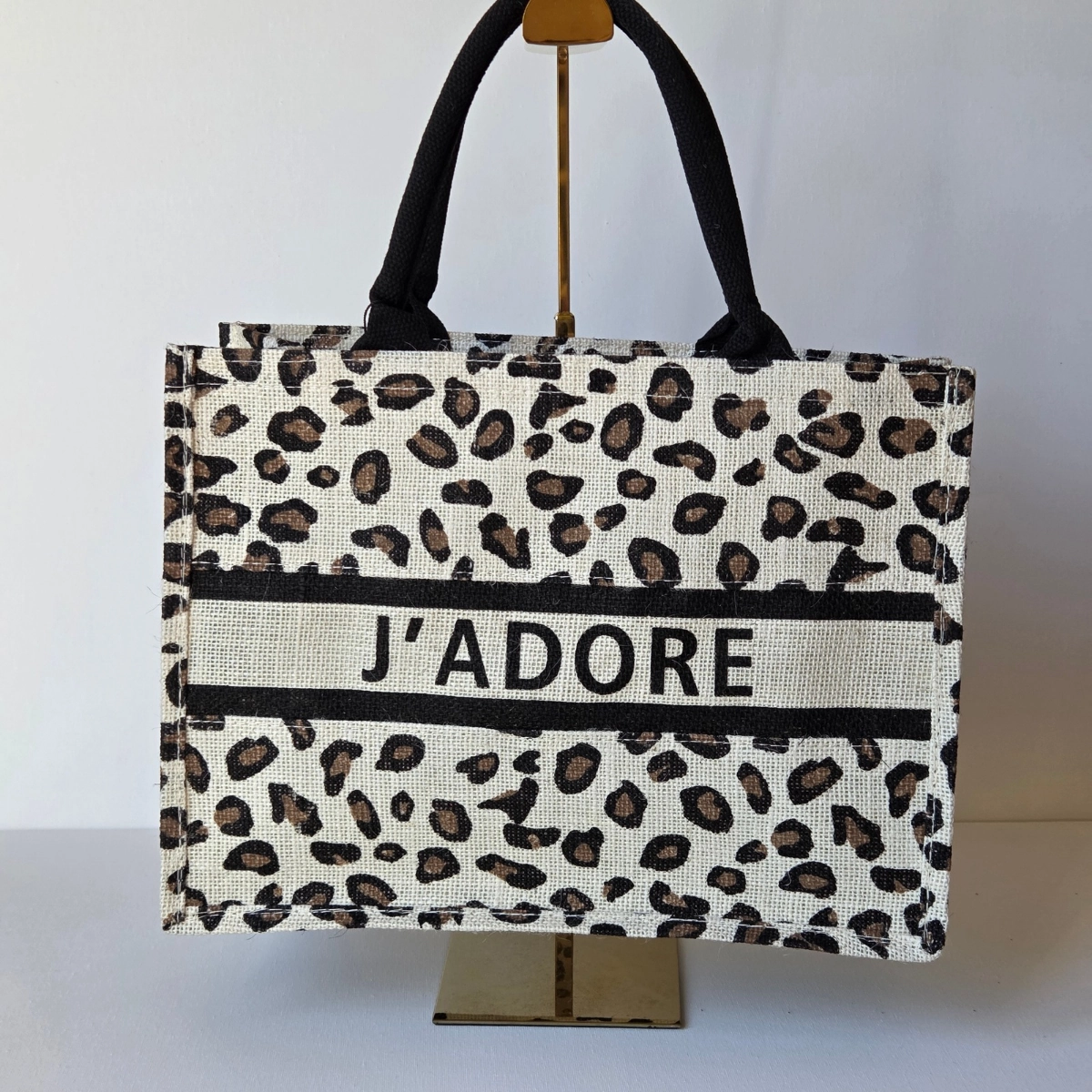 sac cabas leopard j'adore toile de jute
